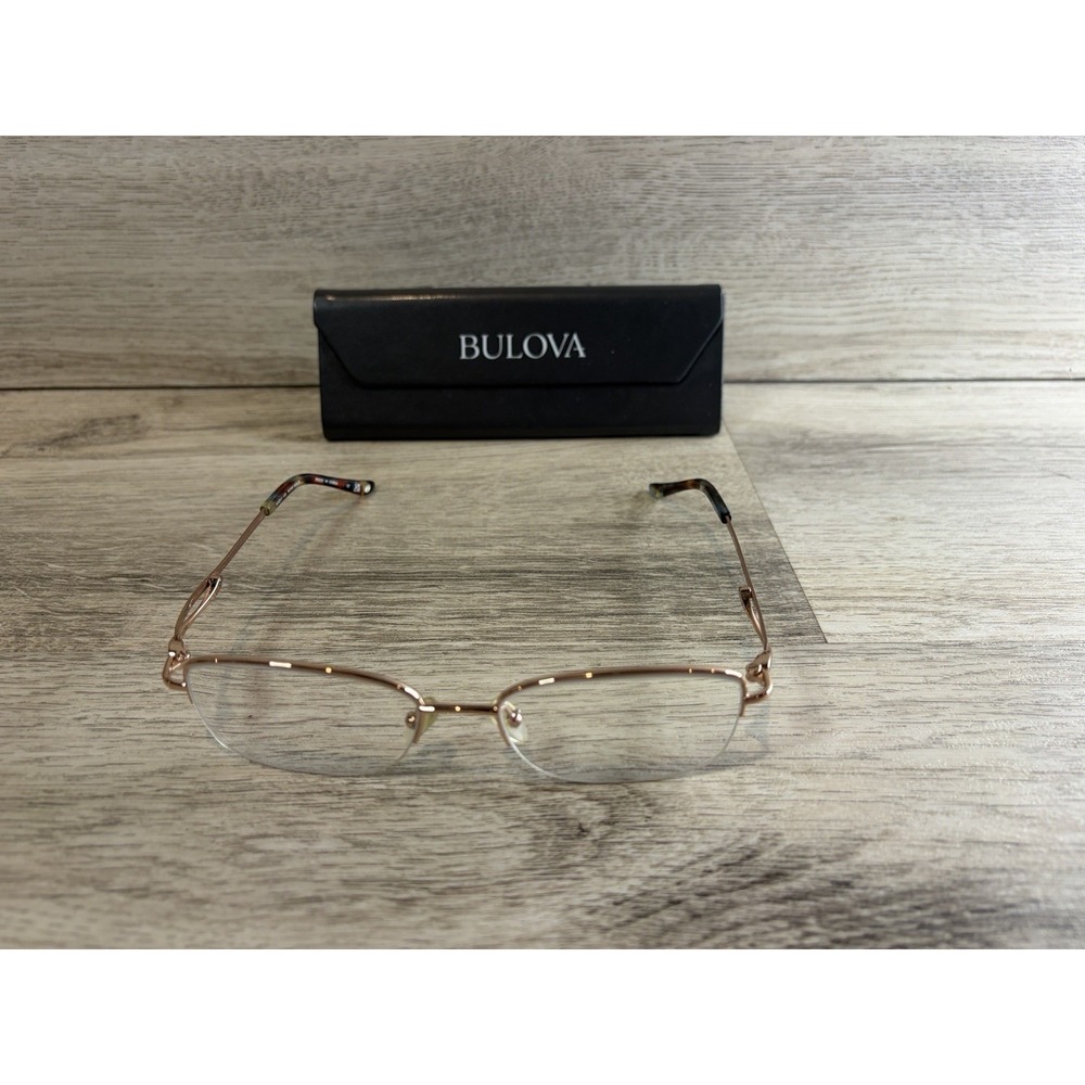Bulova Alamosa Eyeglasses Women Rose Gold Semi Rimless 52-17-135